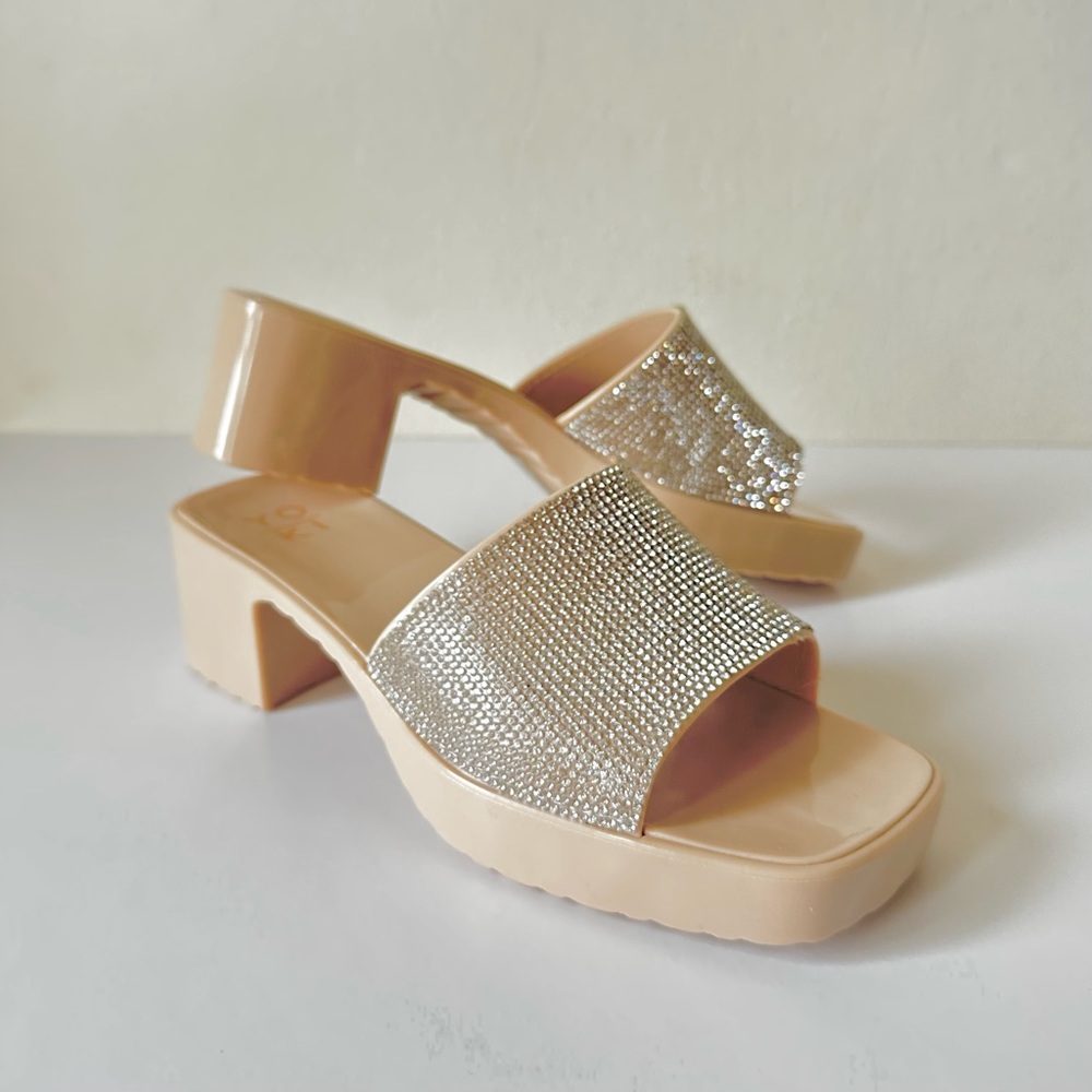 BARBIE Nude Platform Rhinestone Sandals